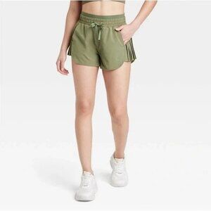 NEW JoyLab Women's Pleated Side Athletic Shorts - Olive Green - Size Small